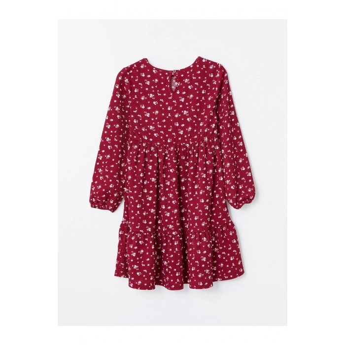 LCW Kids Baskılı Bisiklet Yaka Çiçekli Kız Çocuk Elbise