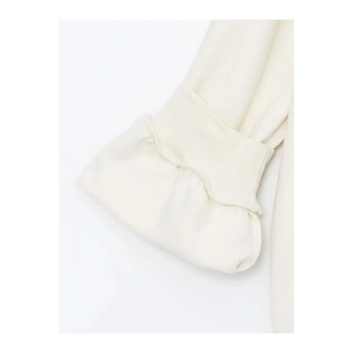 LCW Kids Ekru Bisiklet Yaka Baskılı Uzun Kollu Kız Çocuk Sweatshirt ve Tayt