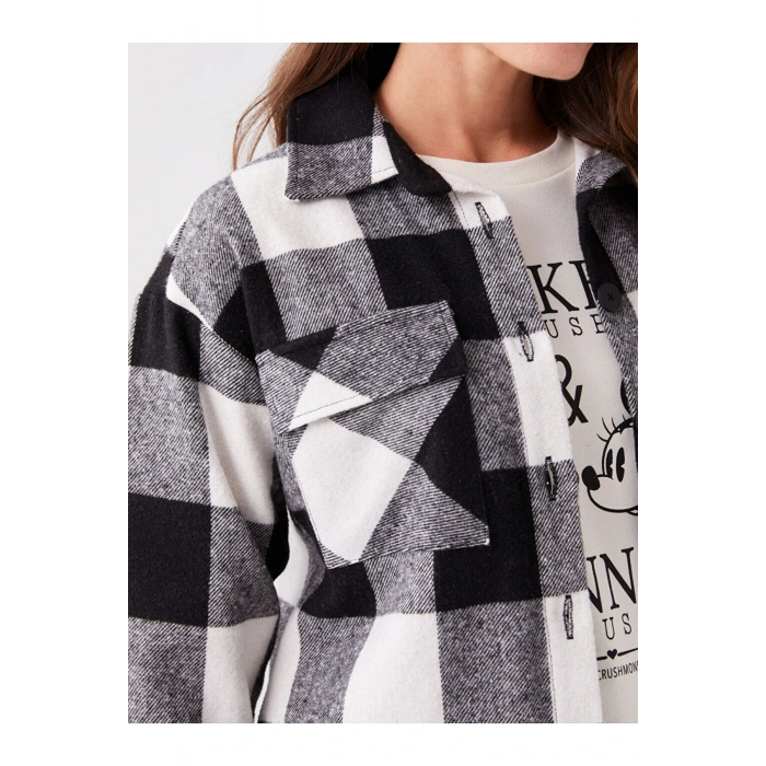 Siyah Ekose Uzun Kollu Hamile Oduncu Gömlek Ceket