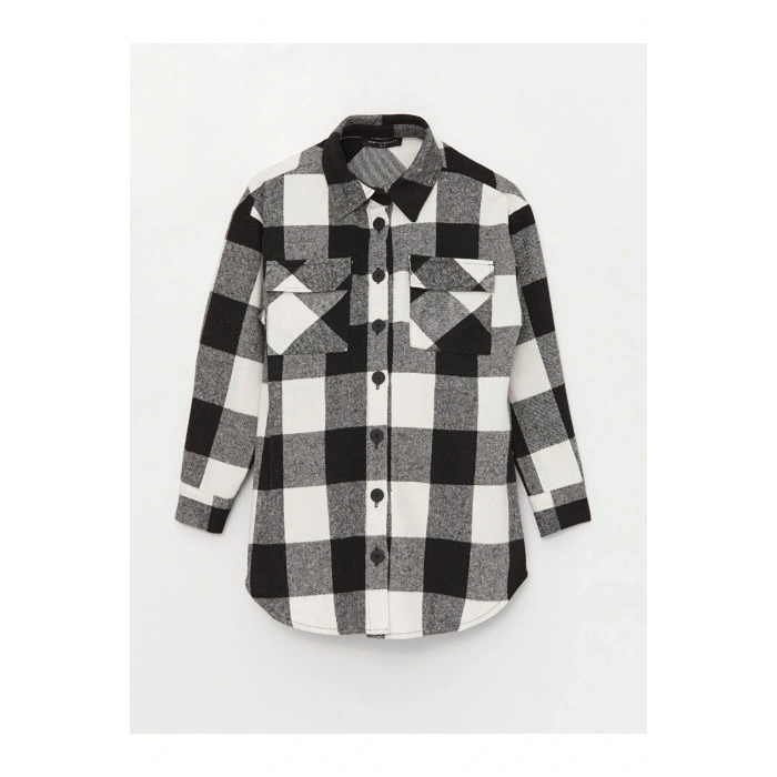 Siyah Ekose Uzun Kollu Hamile Oduncu Gömlek Ceket