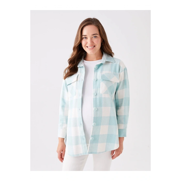 Maternity Ekose Uzun Kollu Hamile Oduncu Gömlek Ceket