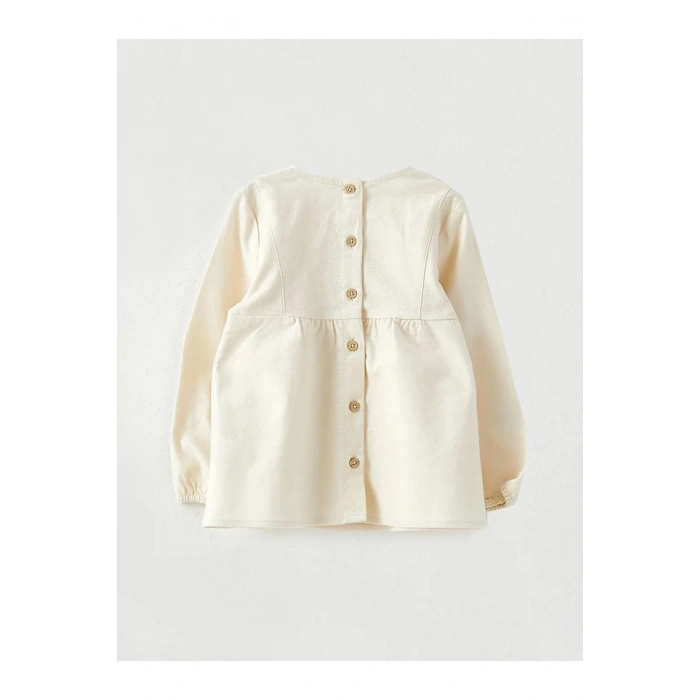 LCW baby Bej Bisiklet Yaka Uzun Kollu Kız Bebek Bluz