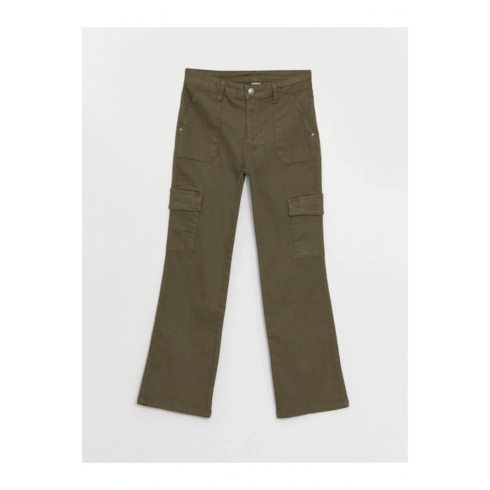 İspanyol Paça Kız Çocuk Kargo Jean Pantolon