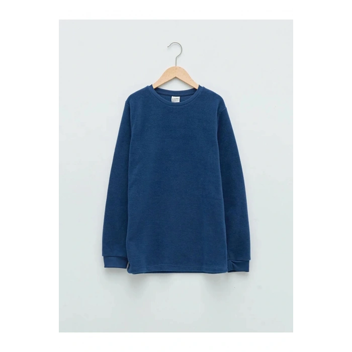 LCW Kids Lacivert Bisiklet Yaka Basic Uzun Kollu Erkek Çocuk Tişört