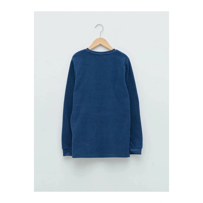 LCW Kids Lacivert Bisiklet Yaka Basic Uzun Kollu Erkek Çocuk Tişört