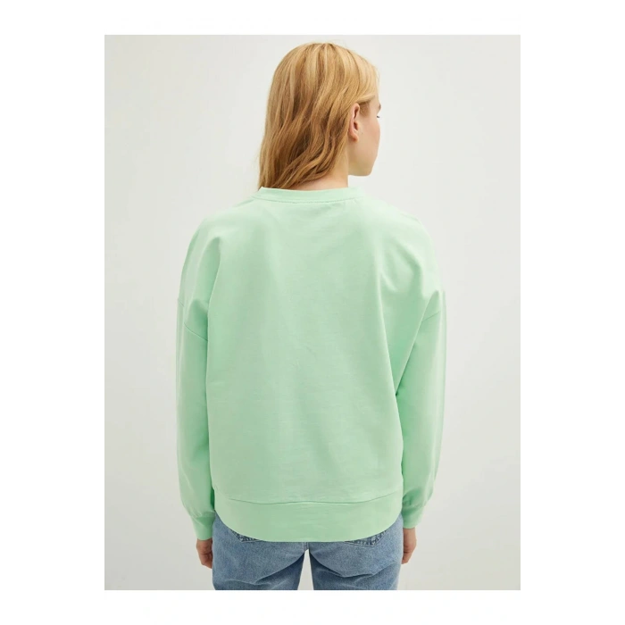 LCW Vision Yeşil Kapüşonlu Baskılı Uzun Kollu Kadın Sweatshirt