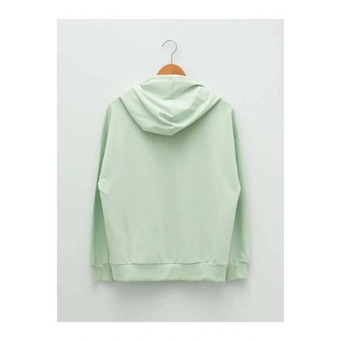 LCW Vision Yeşil Kapüşonlu Baskılı Uzun Kollu Kadın Sweatshirt