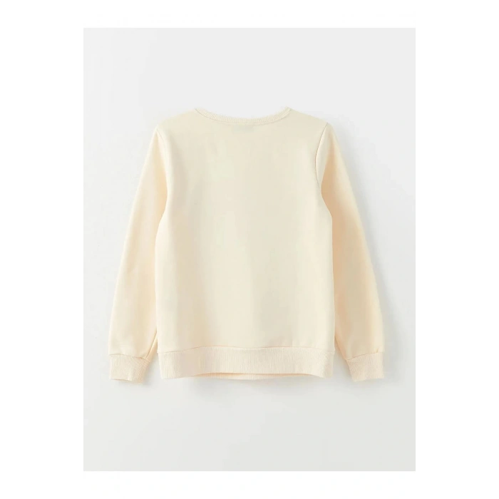 LCW Vision Bej Bisiklet Yaka Baskılı Kadın Kalın Sweatshirt