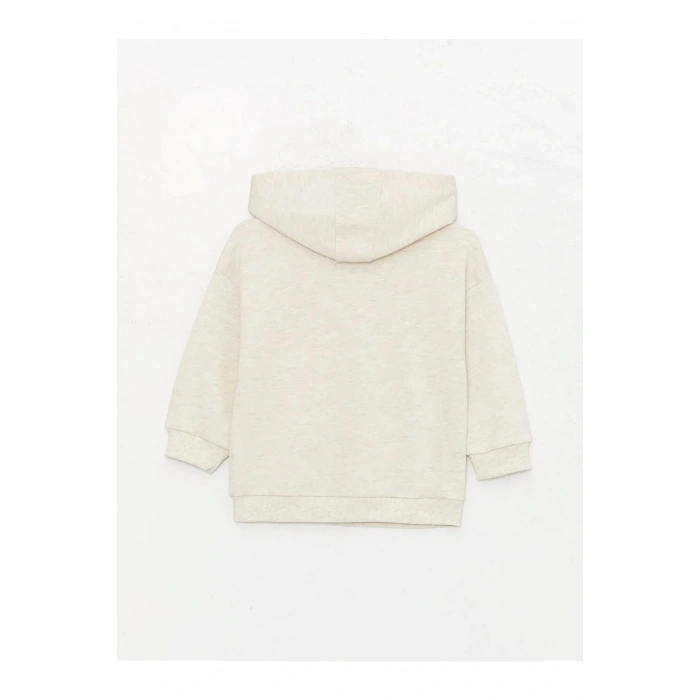 LCW baby Beyaz Kapüşonlu Uzun Kollu Baskılı Erkek Bebek Sweatshirt ve Eşofman Alt 2li Takım