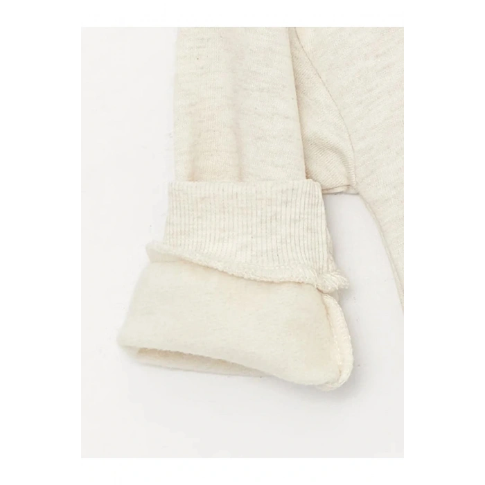 LCW baby Beyaz Kapüşonlu Uzun Kollu Baskılı Erkek Bebek Sweatshirt ve Eşofman Alt 2li Takım