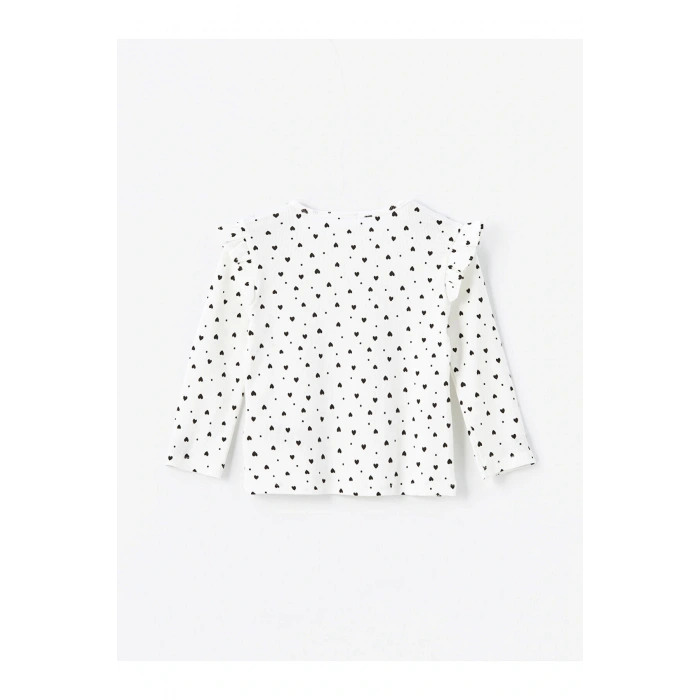 LCW Bisiklet Yaka Uzun Kollu Baskılı Kız Bebek Tişört