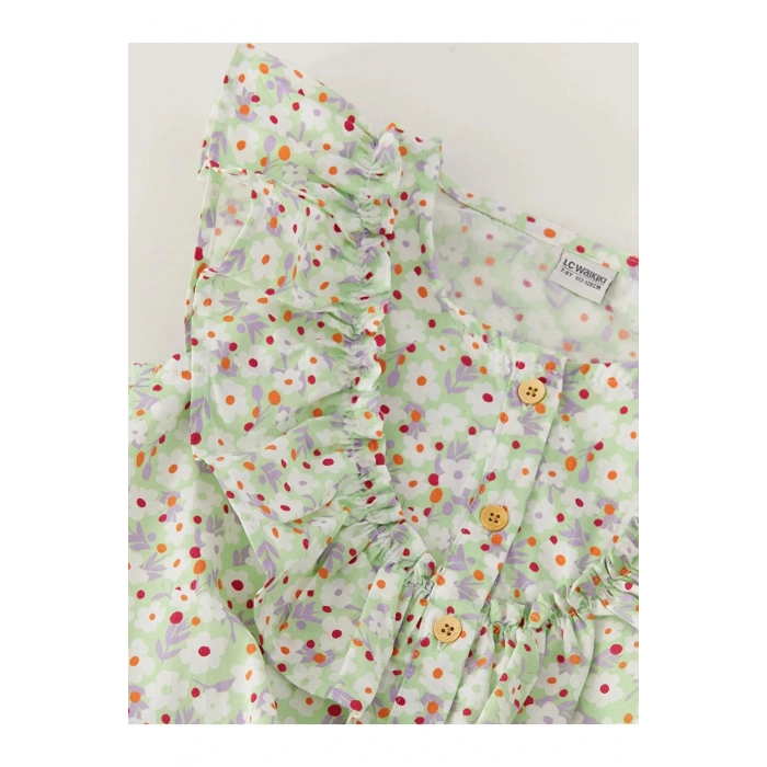 Lcw Kids Bisiklet Yaka Desenli Kız Çocuk Bluz