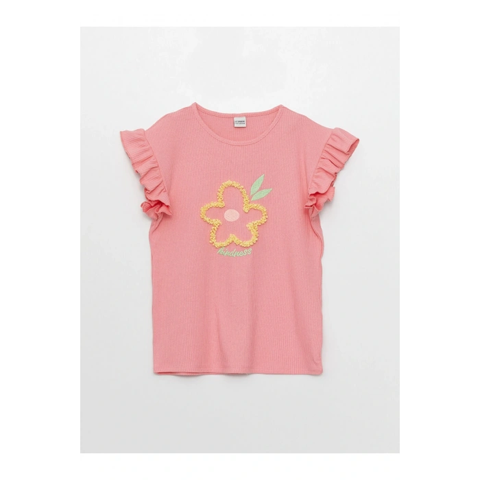 Bisiklet Yaka Baskılı Kısa Kollu Kız Çocuk Ve Tayt