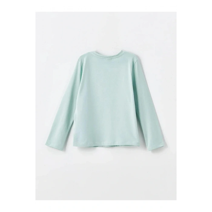 LCW Kids Ekru Bisiklet Yaka Baskılı Uzun Kollu Kız Çocuk Tişört 2li