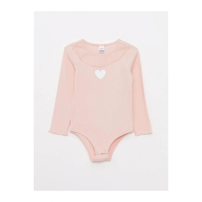 LCW baby Pembe Bisiklet Yaka Uzun Kollu Kız Bebek Çıtçıtlı Body