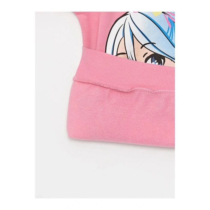 LCW Kids Bisiklet Yaka Baskılı Uzun Kollu Kız Çocuk Sweatshirt