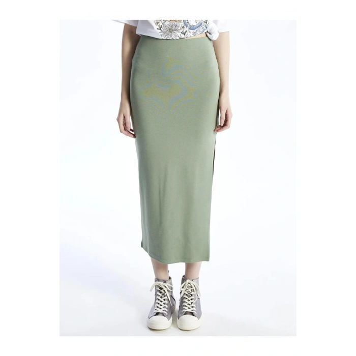 XSIDE Yeşil Kadın Ekstra Dar Fit Düz Etek