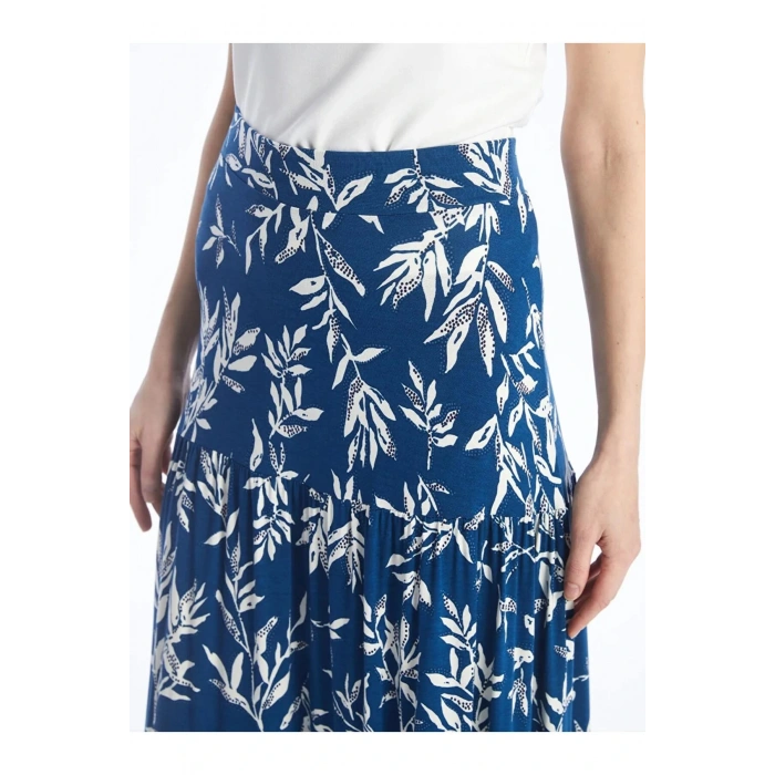 LCW Grace Mavi Beli Lastikli Desenli A Kesim Kadın Etek