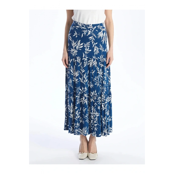 LCW Grace Mavi Beli Lastikli Desenli A Kesim Kadın Etek