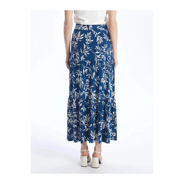 LCW Grace Mavi Beli Lastikli Desenli A Kesim Kadın Etek