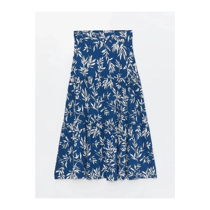 LCW Grace Mavi Beli Lastikli Desenli A Kesim Kadın Etek