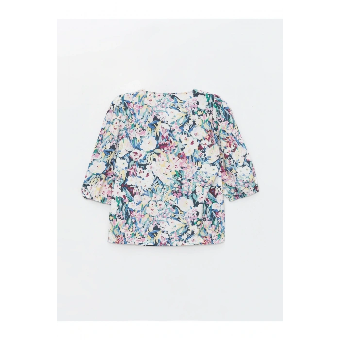 V Yaka Çiçekli Kadın Bluz