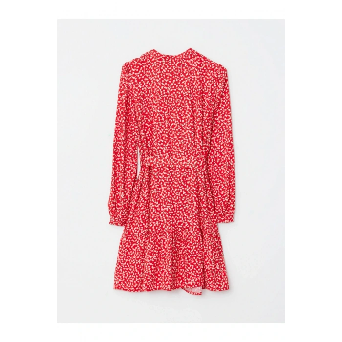 V Yaka Desenli Uzun Kollu Viskon Hamile Elbise