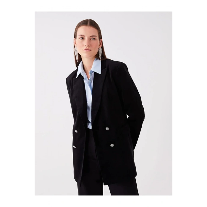 LCWAIKIKI Classic Siyah Düz Uzun Kollu Kadın Blazer Ceket