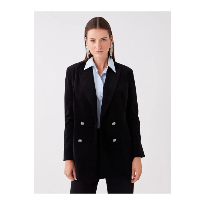 LCWAIKIKI Classic Siyah Düz Uzun Kollu Kadın Blazer Ceket
