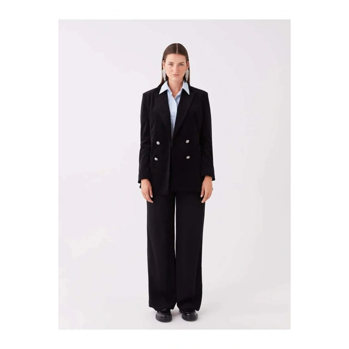 LCWAIKIKI Classic Siyah Düz Uzun Kollu Kadın Blazer Ceket