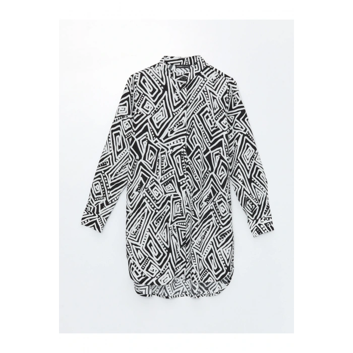 Hakim Yaka Desenli Kadın Gömlek Tunik