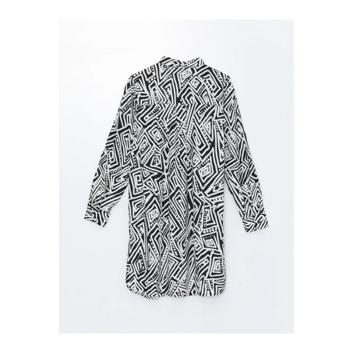 Hakim Yaka Desenli Kadın Gömlek Tunik