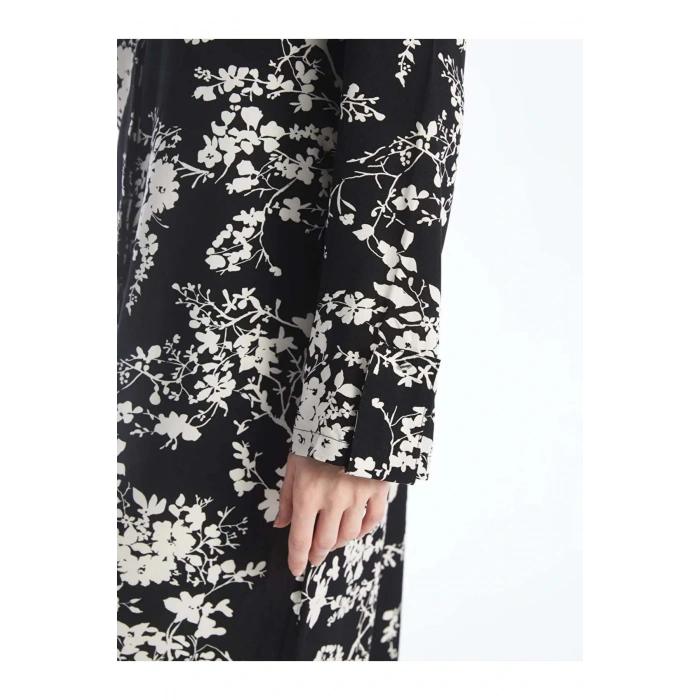 LCW Grace Siyah Bisiklet Yaka Desenli Kadın Gömlek Tunik