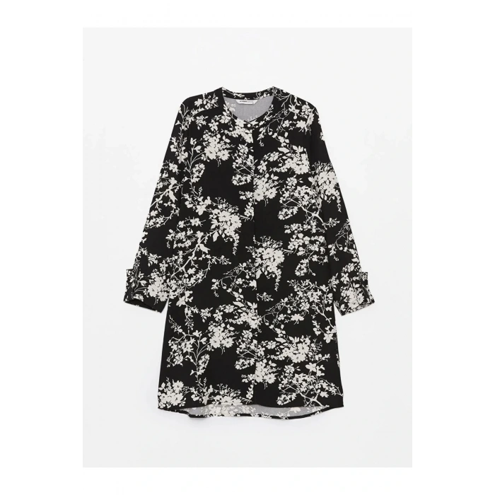 LCW Grace Siyah Bisiklet Yaka Desenli Kadın Gömlek Tunik