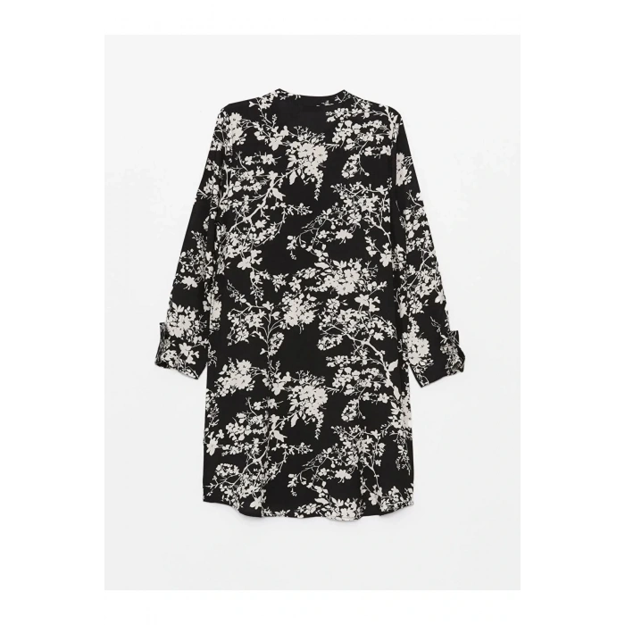 LCW Grace Siyah Bisiklet Yaka Desenli Kadın Gömlek Tunik