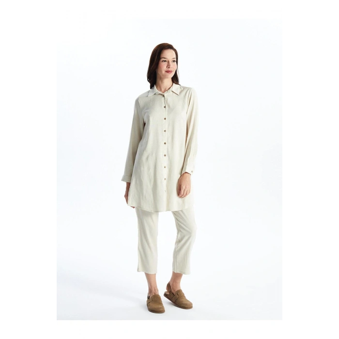 LCW Grace Düz Keten Karışımlı Kadın Gömlek Tunik