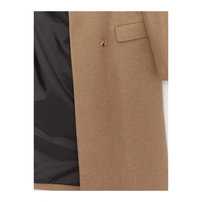 LCWAIKIKI Classic Kadın Kruvaze Yaka Düz Kaşe Kaban