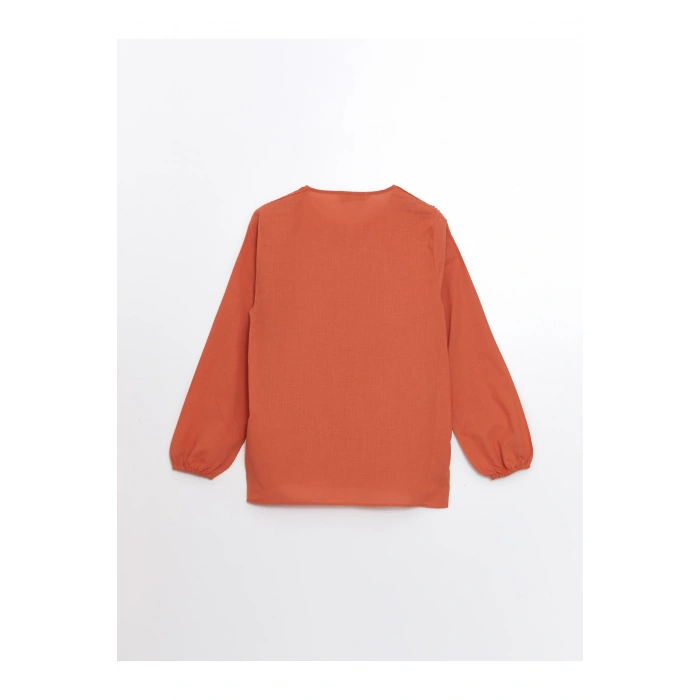 Kaçık Yaka Nakışlı Uzun Kollu Kadın Bluz