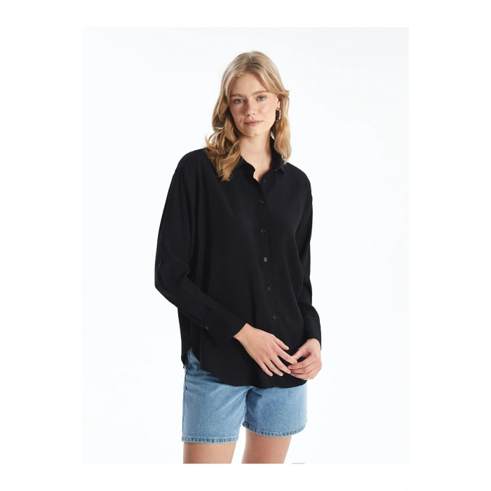 Düz Uzun Kollu Oversize Kadın Gömlek