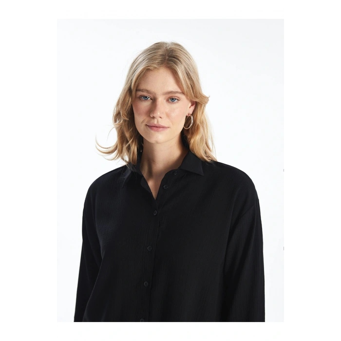 Düz Uzun Kollu Oversize Kadın Gömlek