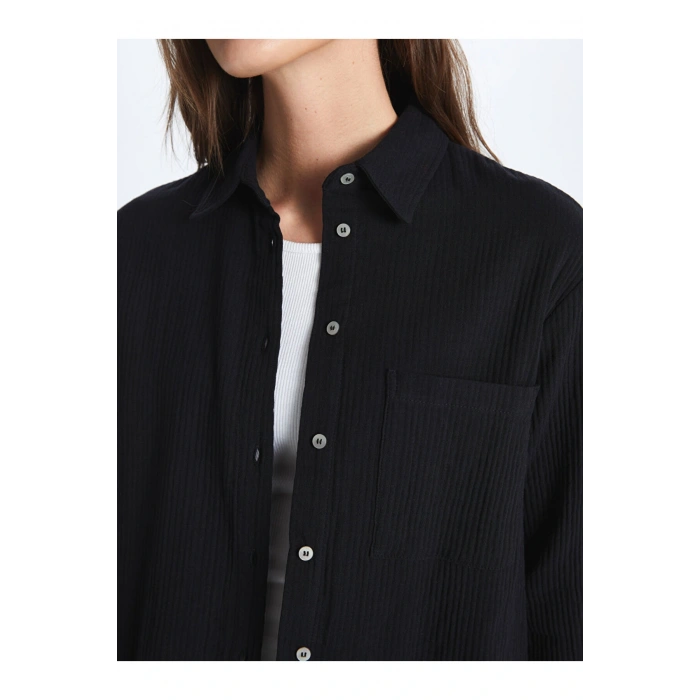 LCW Düz Uzun Kollu Müslin Kadın Gömlek