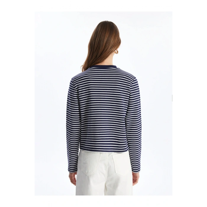 Vision Bisiklet Yaka Çizgili Uzun Kollu Kadın Hırka