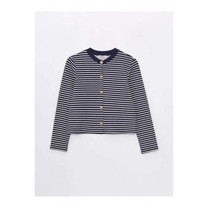 Vision Bisiklet Yaka Çizgili Uzun Kollu Kadın Hırka