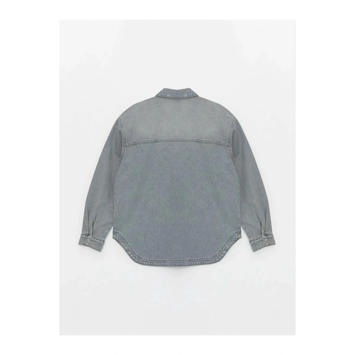 LCW Vision Gri Oversize Kadın Jean Gömlek Ceket