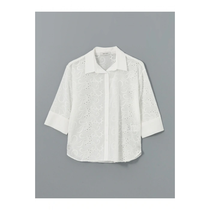 Ajurlu Oversize Kadın Gömlek