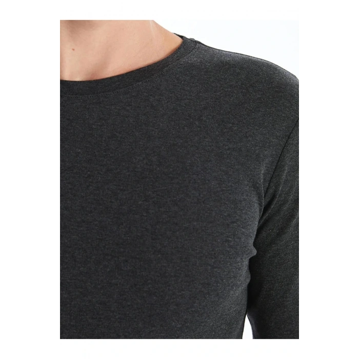 Antrasit Bisiklet Yaka Uzun Kollu Erkek Tişört