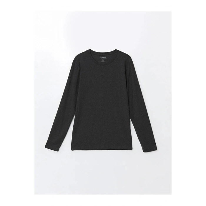 Antrasit Bisiklet Yaka Uzun Kollu Erkek Tişört