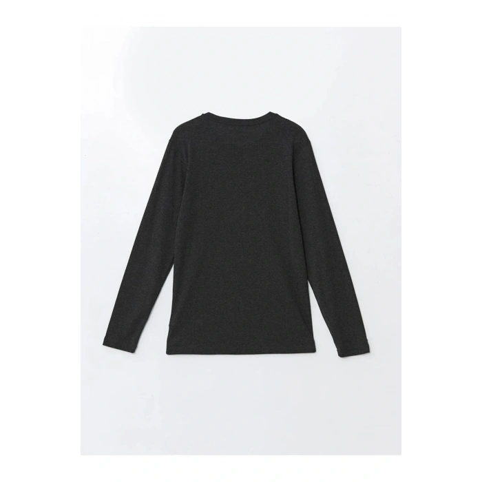 Antrasit Bisiklet Yaka Uzun Kollu Erkek Tişört