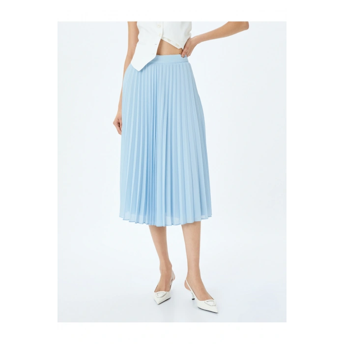 Astarlı Standart Bel Midi Boy Pileli Etek