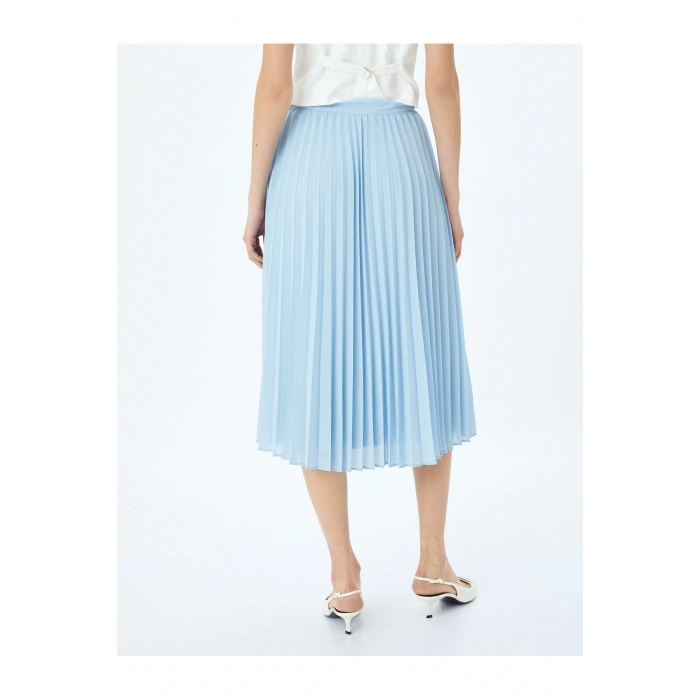 Astarlı Standart Bel Midi Boy Pileli Etek